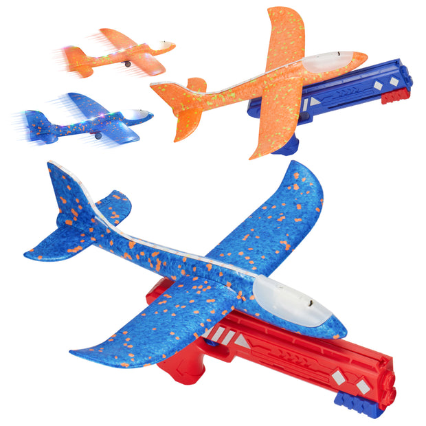  Airplane Toys With Launcher, LED Foam Glider Catapult Plane toy 