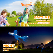 2 Pack Airplane Toys With Launcher, LED Foam Glider Catapult Plane toy For 3-9 Years Old kids